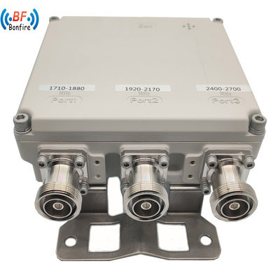 Combinador IP65 de três bandas interno/exterior 1710-1880/1920-2170/2300-2700MHz 4.3-10-F DIN-F