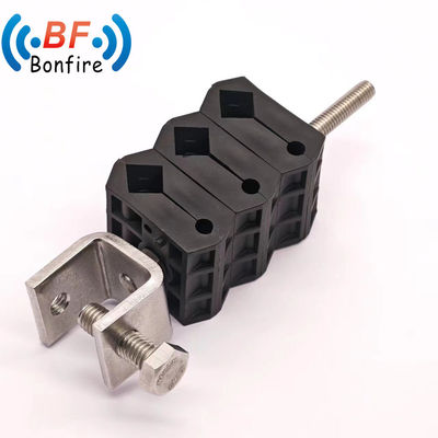 Função de pinça de cabo de torre de auto-bloqueio de 3 vias de buraco único para cabos RF coaxial de 7/8 &quot;