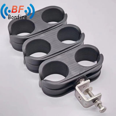 Função de pinça de cabo de torre de auto-bloqueio de 3 vias de buraco único para cabos RF coaxial de 7/8 &quot;