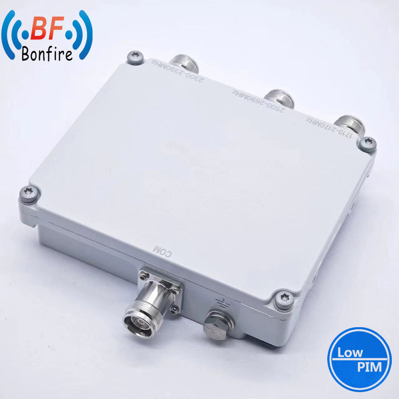 1710-2170MHz 2300-2690MHz Duplexor de banda larga RF Low Pim Diplexor Combiner 4.3-10 Feminino