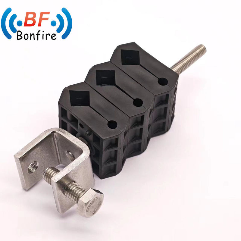 Função de pinça de cabo de torre de auto-bloqueio de 3 vias de buraco único para cabos RF coaxial de 7/8 &quot;